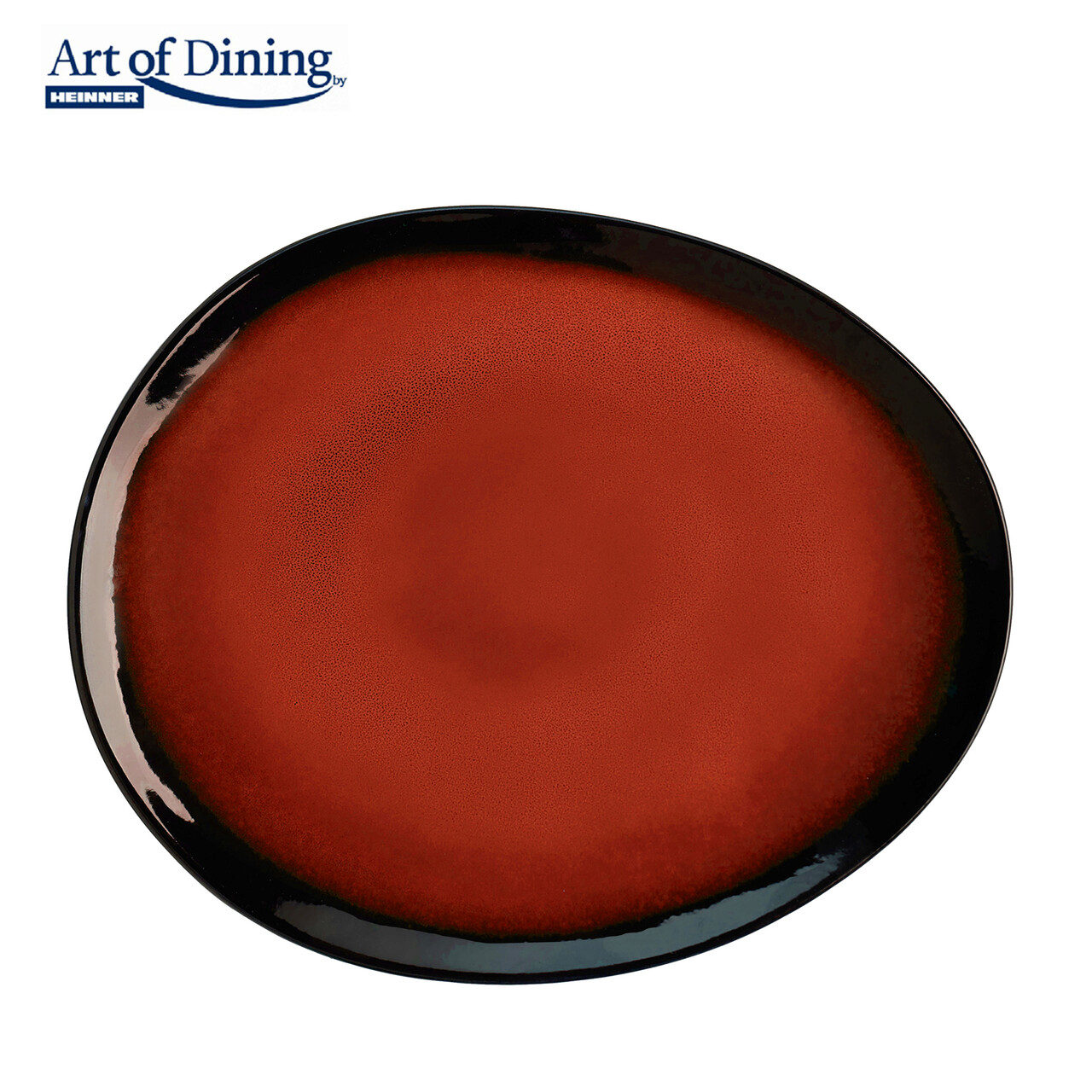 Set 4 farfurii ovale Vulcano, Art of Dining by Heinner, 28.3 cm, ceramica, rosu/negru - imagine 3